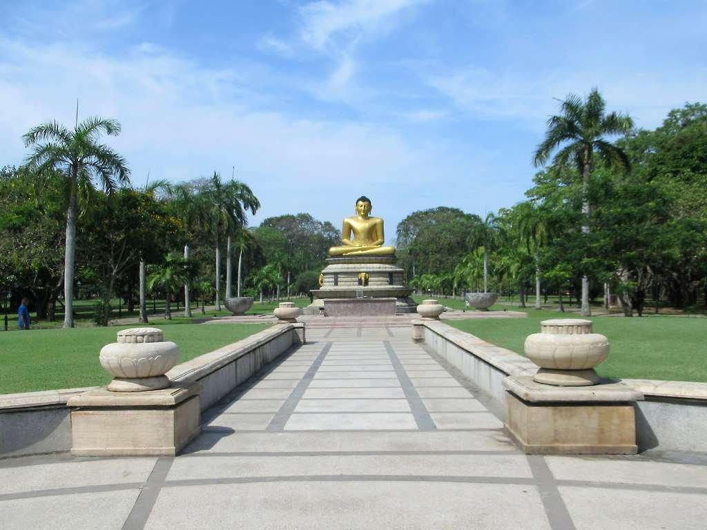 Viharamahadevi Park, formerly Victoria Park, in the upscale Cinnamon Gardens quarter of Colombo, Sri Lanka, features many stately trees.